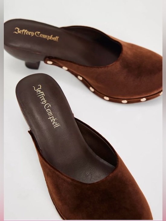 Jeffrey Campbell Shoes - Jeffrey Campbell Brown Suede Studded Slip-On Mules